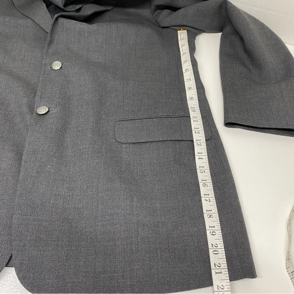 Stafford Men's Suit Jacket Size 46L Dark Charcoal Gray 55%Polyester 45% Wool